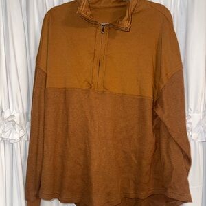 Shewin Half-Zip Waffle Knit Pullover - Rust